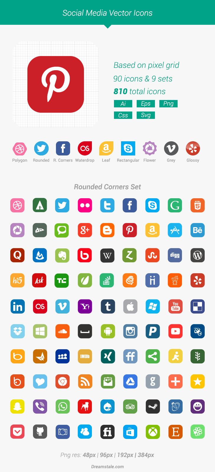 Free Download 90 Vector Social Media Icons Dreamstale
