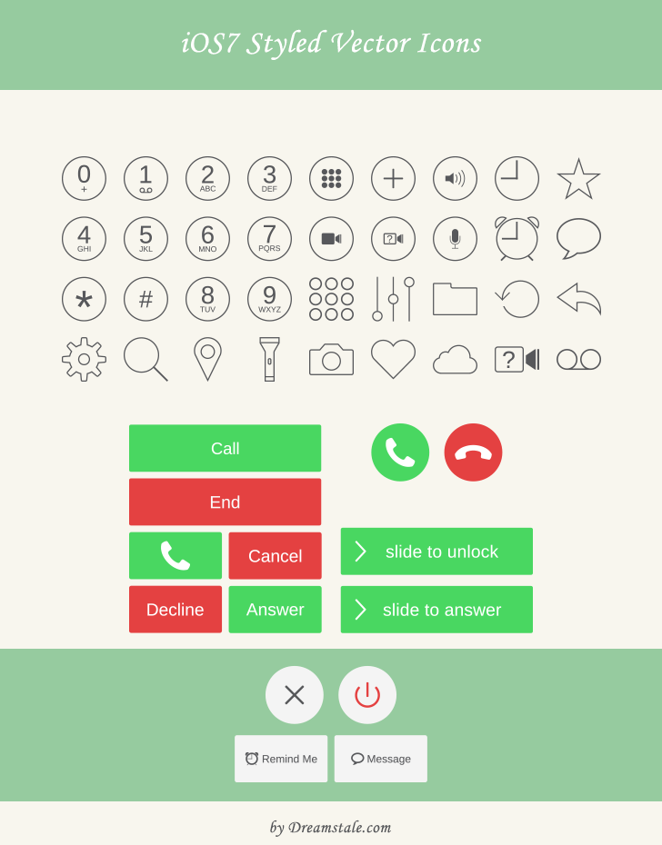 Download Free Download: iOS Styled Vector Icons & Buttons - Dreamstale