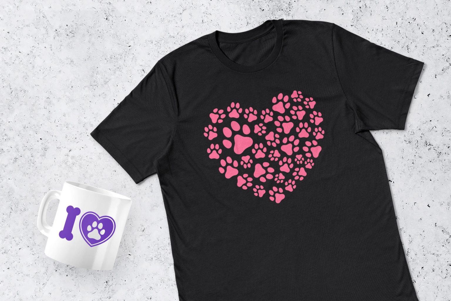 Dog Love Paw Prints Silhouettes - Dreamstale