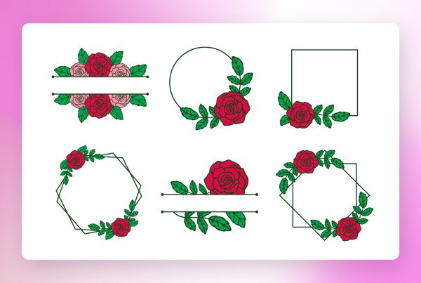 Rose flower keychain svg Rose svg Rose split monogram svg