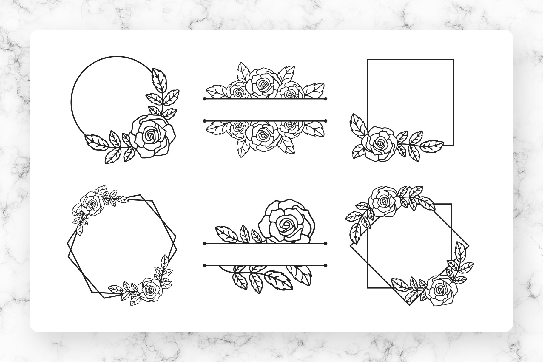 Rose Flower | Split Monogram Font Bundle